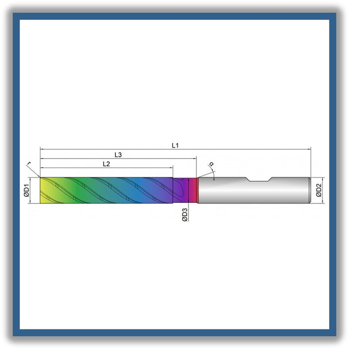 Solid Carbide End Mill 16mm 16R0.3x81-96x150xD16