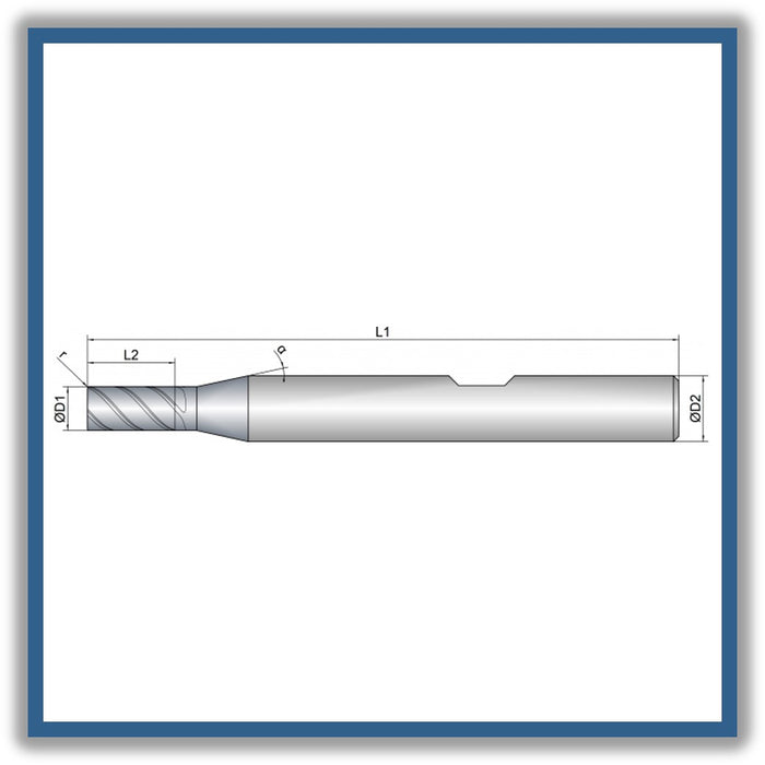 Solid Carbide End Mill 3mm 3R0.1x6-0x54xD6