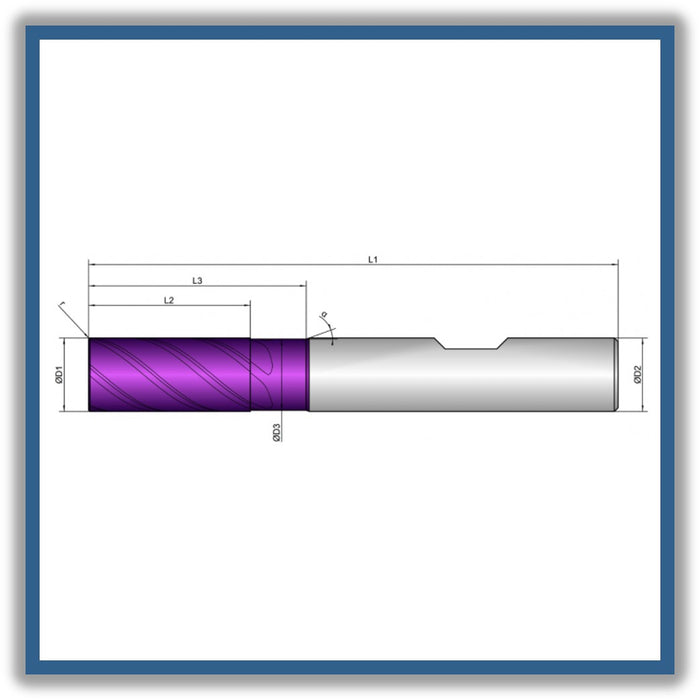Solid Carbide End Mill 20mm 20R0.3x41-52x104xD20