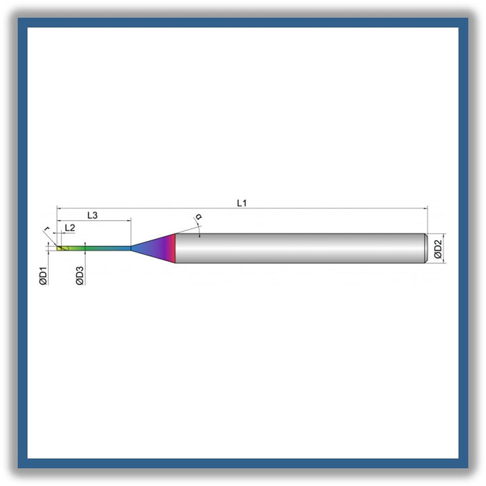 Solid Carbide End Mill 0.2mm 0.2R0.05x0.2-0.5x50xD4