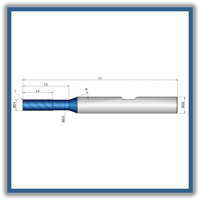 Solid Carbide End Mill 3mm 3R0.1x8-13x57xD6