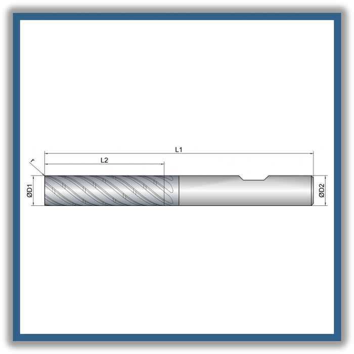 Solid Carbide End Mill 6mm 6R0.15x24-x68xD6