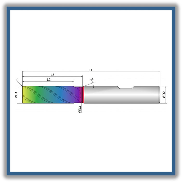 Solid Carbide End Mill 6mm 6R0.15x18-25x65xD6
