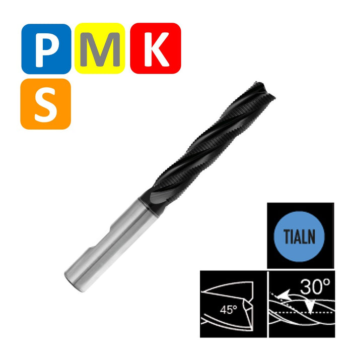 HSSE-PM 4 Flute End Mill, Fin roughing operations, Long series, DIN 844-NRF (6mm - 20mm)