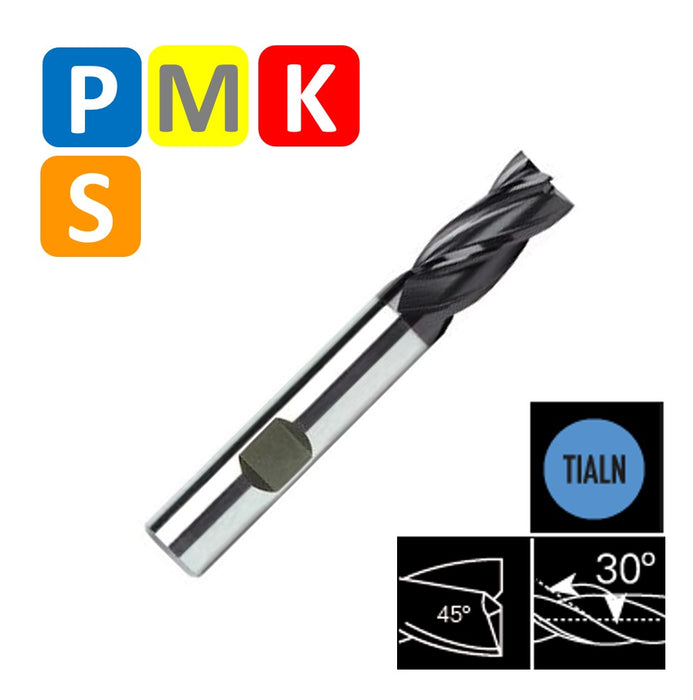 HSSE-PM 4 Flute End Mill, Finishing Operations, Short series, DIN 844-N (6mm - 20mm)