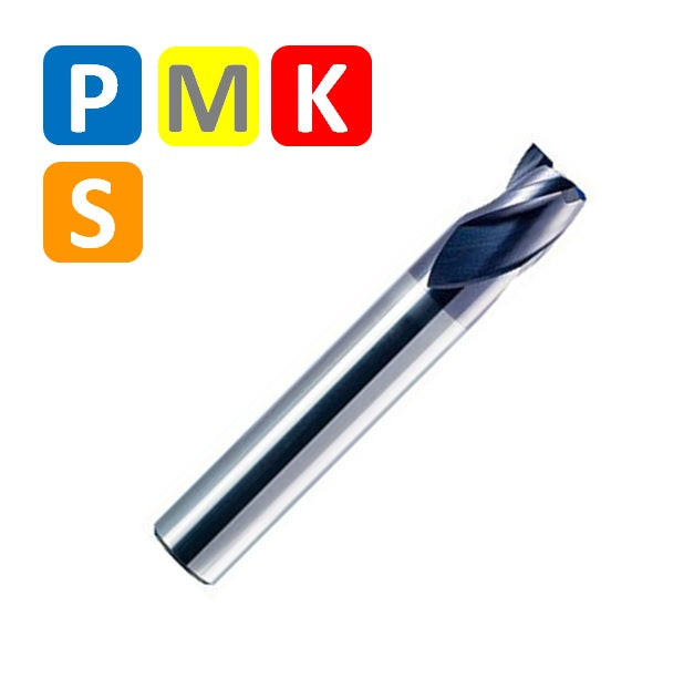Solid Carbide 3 Flute End Mill, Extra Short Series, Helix at 30º, TIALN coating (3mm - 20mm)