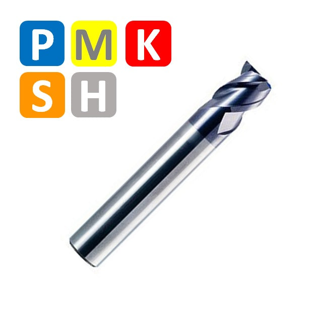 Solid Carbide 3 Flute End Mill, Short Series, Helix at 45º, TIALN coating (3mm - 20mm)