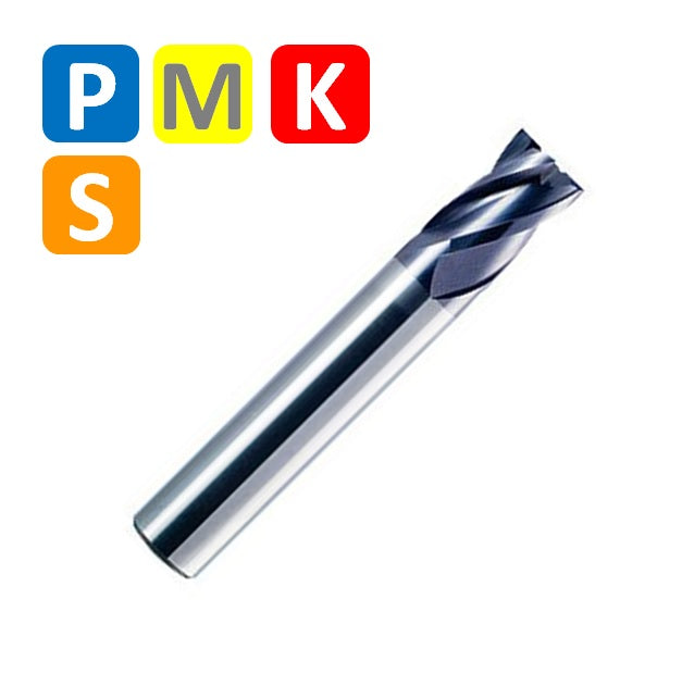 Solid Carbide 4 Flute End Mill, Short Series, Helix at 30º, TIALN coating (3mm - 20mm)