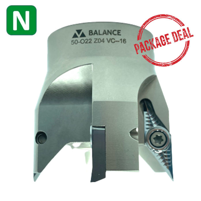 90° Face Mill VCGT 1604.. Face Milling in Aluminum (Package DEAL, Face Mill + 20 inserts)
